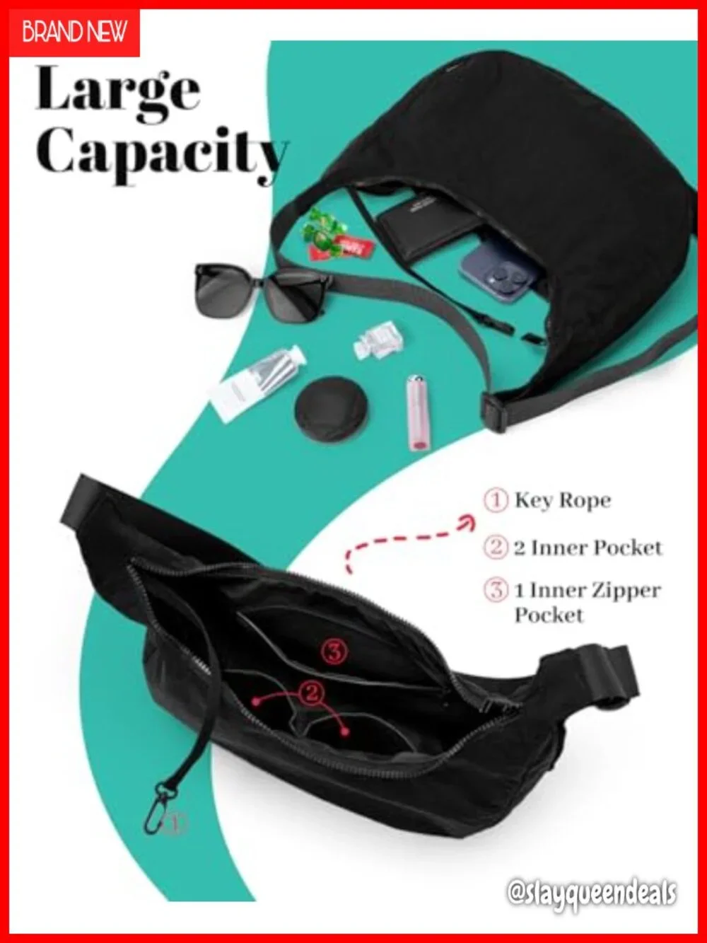 Nylon Crescent Crossbody Hobo Bag Adjustable Strap